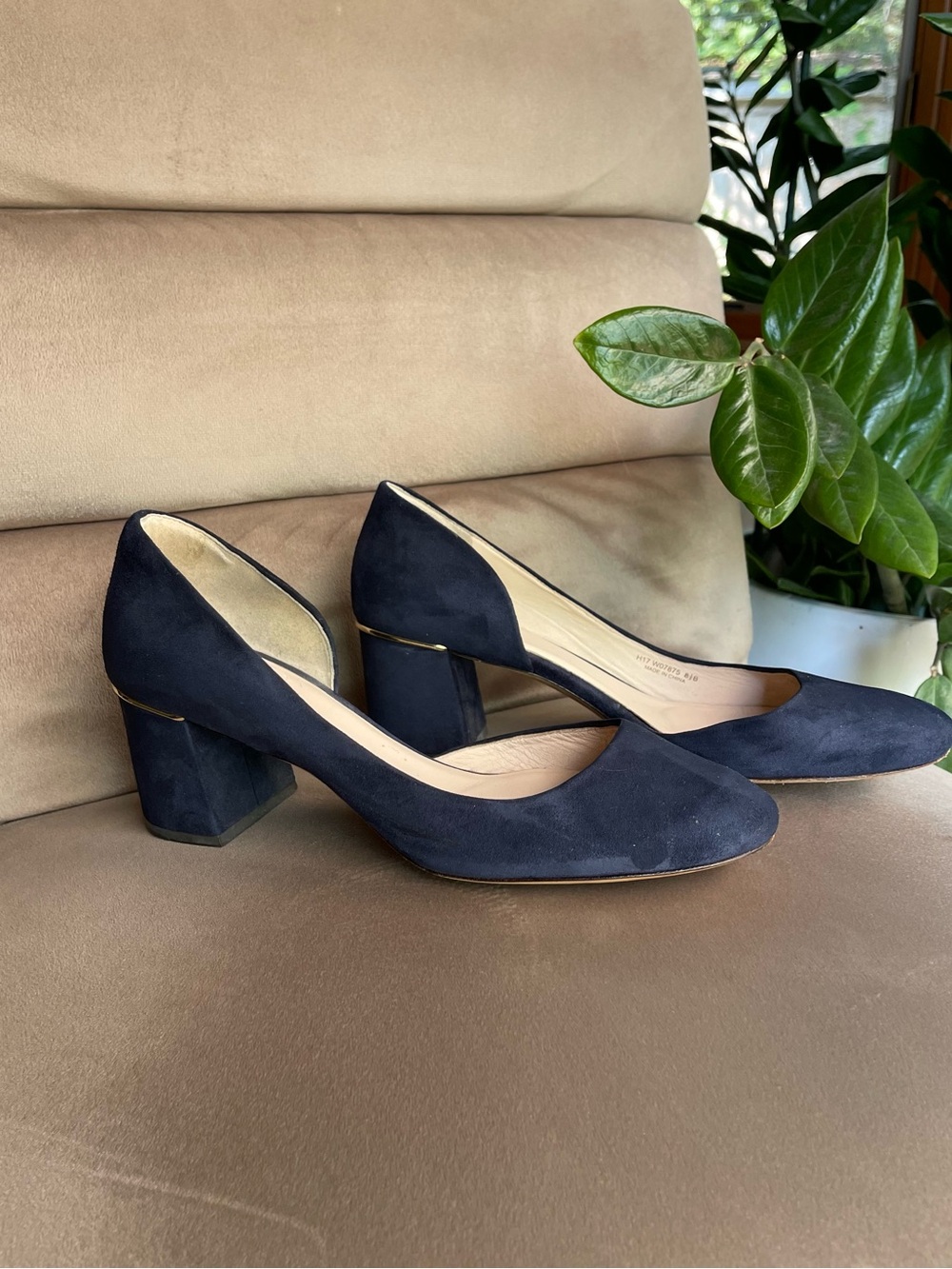 Cole Haan Navy Suede Leather Block Heels